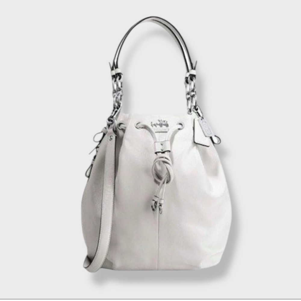 Coach XL Limited Edition Marielle Madison Drawstring Bag | White Leather | $400